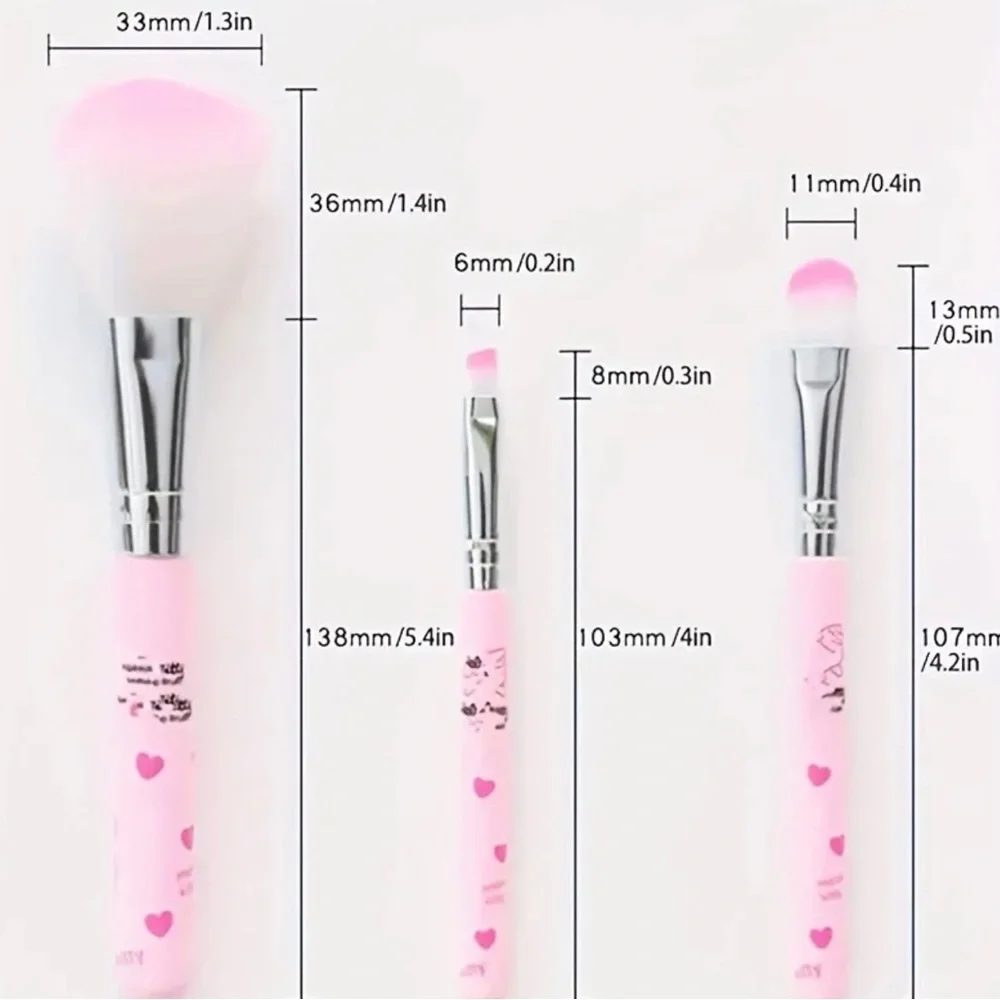 Hello Kitty All-In-One 7pc Makeup Brush Set | Blush, Brow Lip & Eye SANRIO NEW